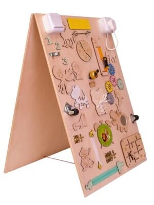 Montessori Busy Board med Leo sensorisk aktivitetstabell 75 cm
